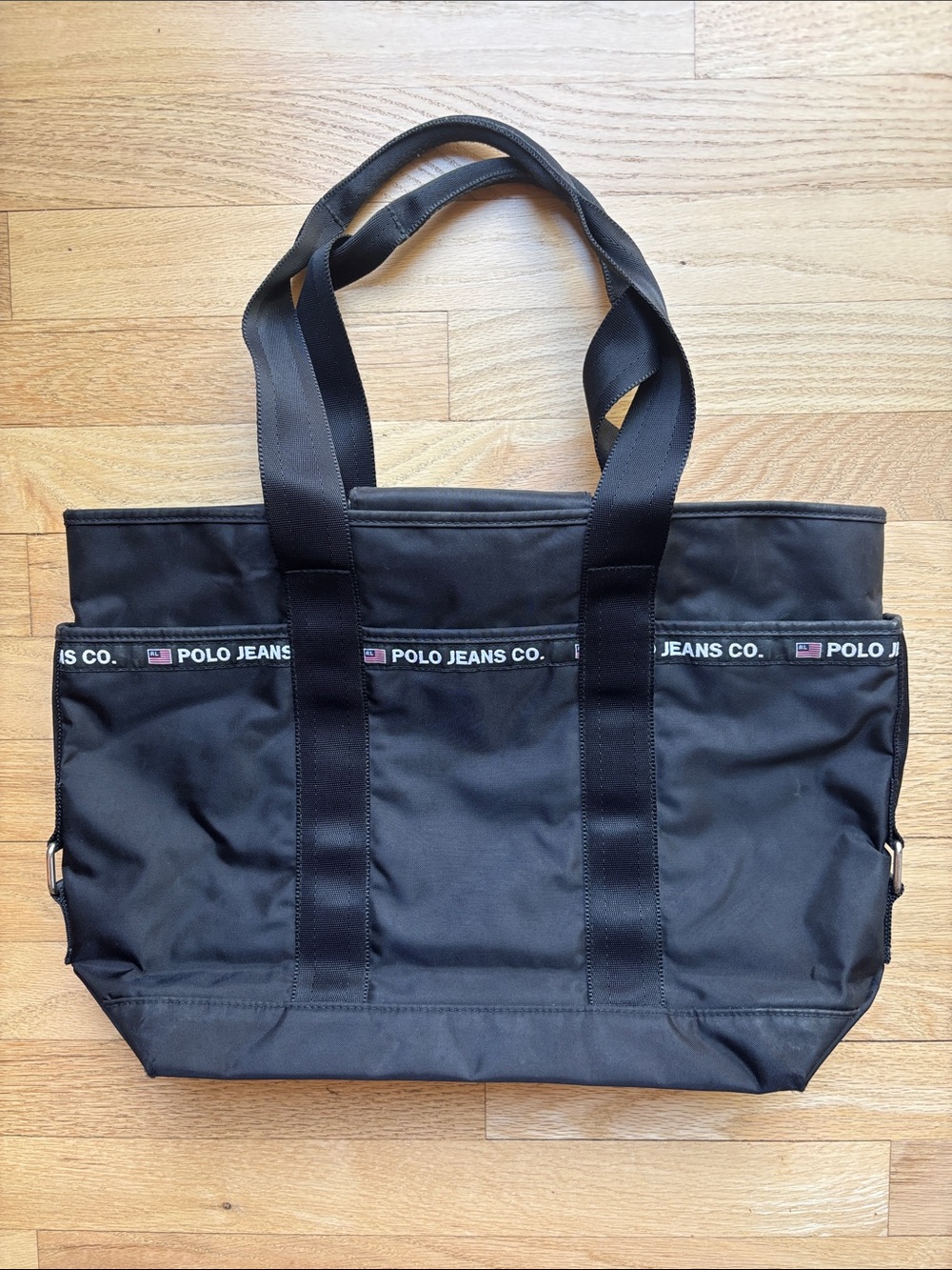VTG 90s Polo Jeans Co Ralph Lauren Black Nylon Tote Bag